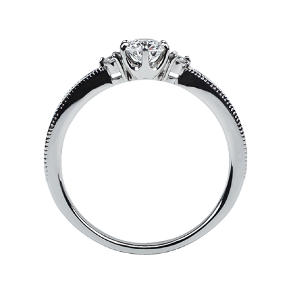 DR-106《オーバーエクセレント|Over Excellent》婚約指輪／シンプルなデザインにかわいらしいミル打ちが映える人気の婚約指輪です。